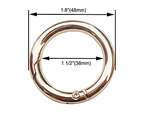 Bobeey 8pcs Light Gold Spring O Ring Round Carabiner Snap Clip Trigger Spring Keyring Buckle O Ring for Bags Purses BBC3 (1 1/2''(3.8cm)  Light Gold) - Image 2